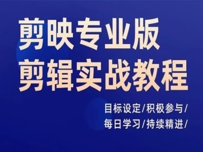 剪映专业版剪辑实战教程，目标设定/积极参与/每日学习/持续精进-网赚项目众筹网