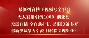 最新抖音快手视频号全平台无人直播引流1000+精准创业粉,日轻松变现5k+【揭秘】-网赚项目众筹网