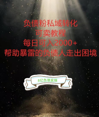 负债粉掘金计划，帮助负债者解决问题，债务规划，债务重组，最好的变现方式【揭秘】-网赚项目众筹网