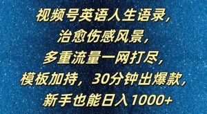 视频号英语人生语录,多重流量一网打尽,模板加持,30分钟出爆款,新手也能日入1000+【揭秘】-网赚项目众筹网