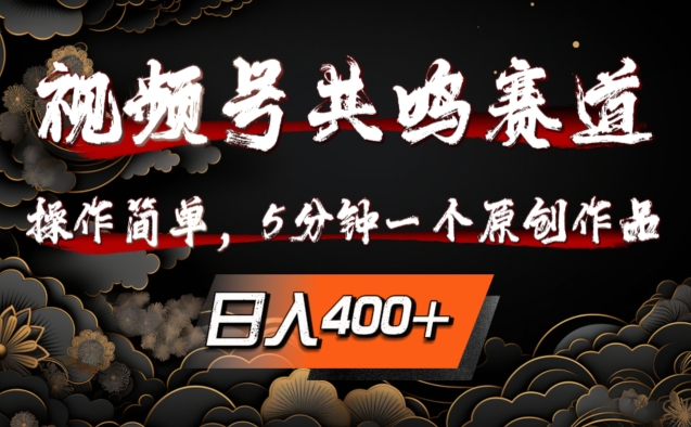 视频号共鸣赛道，操作简单，5分钟1个原创作品，日入几张【揭秘】-网赚项目众筹网