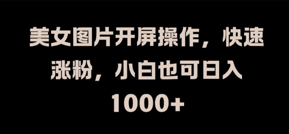 美女图片开屏操作，快速涨粉，小白也可日入1k【揭秘】-网赚项目众筹网