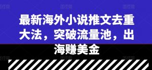最新海外小说推文去重大法，突破流量池，出海赚美金-网赚项目众筹网