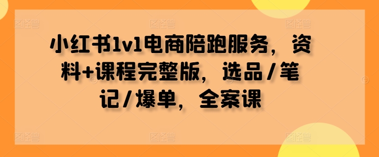 小红书1v1电商陪跑服务，资料+课程完整版，选品/笔记/爆单，全案课-网赚项目众筹网