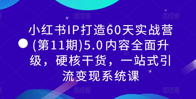 小红书IP打造60天实战营(第11期)5.0​内容全面升级，硬核干货，一站式引流变现系统课-网赚项目众筹网