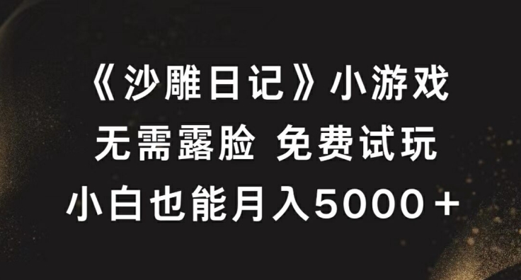 《沙雕日记》小游戏，无需露脸免费试玩，小白也能月入5000+【揭秘】-网赚项目众筹网