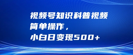 视频号知识科普视频，简单操作，小白日变现500+【揭秘】-网赚项目众筹网