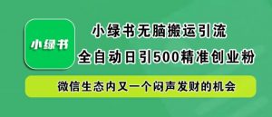 小绿书无脑搬运引流，全自动日引500精准创业粉，微信生态内又一个闷声发财的机会【揭秘】-网赚项目众筹网