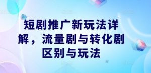 短剧推广新玩法详解，流量剧与转化剧区别与玩法-网赚项目众筹网