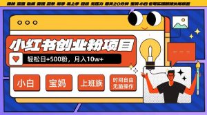 小红书创业粉项目日+500粉，每天20分钟躺赚长尾收益，无脑操作，宝妈，小白抓紧冲【揭秘】-网赚项目众筹网