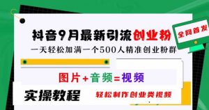 抖音9月最新引流创业粉,轻松制作创业类视频,一天轻松加满一个500人精准创业粉群【揭秘】-网赚项目众筹网