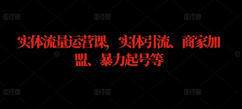 实体流量运营课，实体引流、商家加盟、暴力起号等-网赚项目众筹网