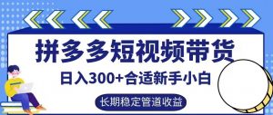 拼多多短视频带货日入300+有长期稳定被动收益,合适新手小白【揭秘】-网赚项目众筹网