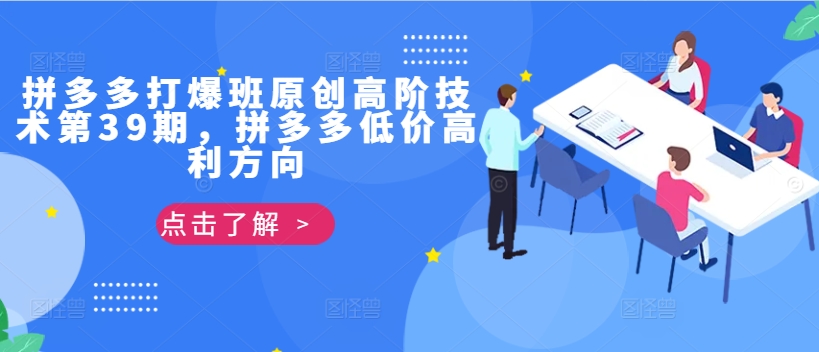 拼多多打爆班原创高阶技术第39期，拼多多低价高利方向-网赚项目众筹网