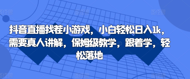 抖音直播找茬小游戏，小白轻松日入1k，需要真人讲解，保姆级教学，跟着学，轻松落地【揭秘】-网赚项目众筹网