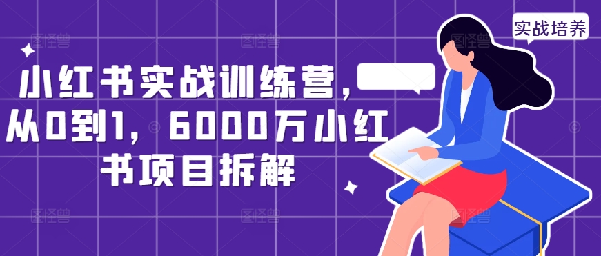 小红书实战训练营，从0到1，6000万小红书项目拆解-网赚项目众筹网
