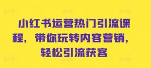 小红书运营热门引流课程,带你玩转内容营销,轻松引流获客-网赚项目众筹网