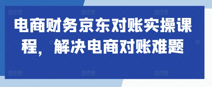 电商财务京东对账实操课程，解决电商对账难题-网赚项目众筹网