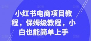 小红书电商项目教程,保姆级教程,小白也能简单上手-网赚项目众筹网