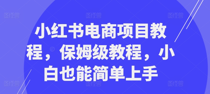 小红书电商项目教程，保姆级教程，小白也能简单上手-网赚项目众筹网