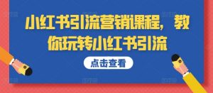 小红书引流营销课程,教你玩转小红书引流-网赚项目众筹网