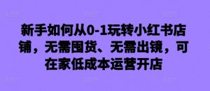 新手如何从0-1玩转小红书店铺,无需囤货、无需出镜,可在家低成本运营开店-网赚项目众筹网