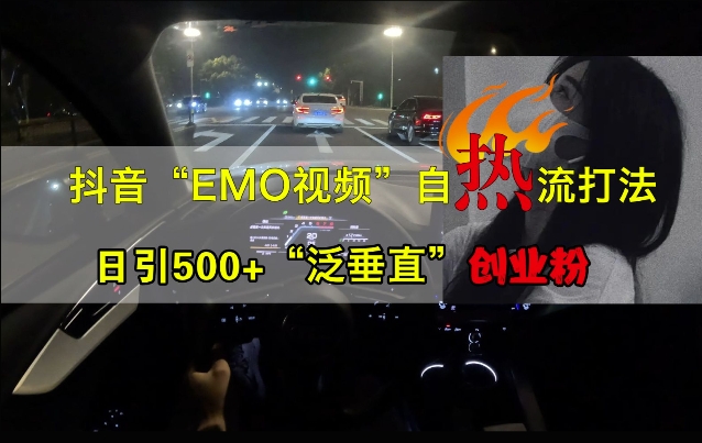 抖音EMO视频自热打法，日引500+“泛垂直”创业粉-网赚项目众筹网