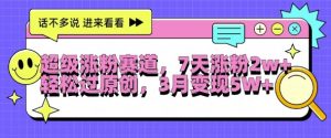 超级涨粉赛道,每天半小时,7天涨粉2W+,轻松过原创,三月变现5W+【揭秘】-网赚项目众筹网