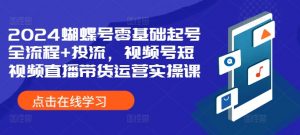 2024蝴蝶号零基础起号全流程+投流,视频号短视频直播带货运营实操课-网赚项目众筹网