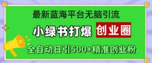 最新蓝海平台无脑引流,小绿书打爆创业圈,全自动日引500+精准创业粉-网赚项目众筹网