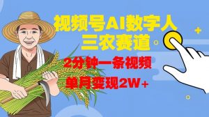 视频号AI数字人玩转三农赛道,2分钟一条视频,单月变现2W+-网赚项目众筹网