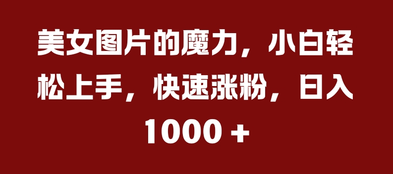 美女图片的魔力，小白轻松上手，快速涨粉，日入几张【揭秘】-网赚项目众筹网