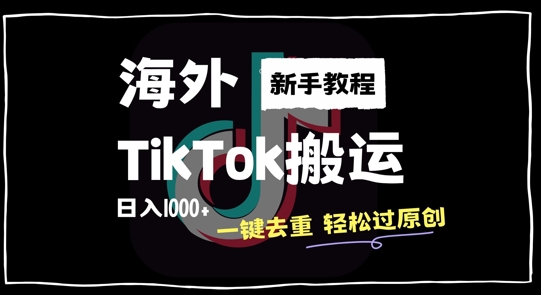 2024最新海外TikTok搬运玩法，一键去重轻松过原创，新手无经验也能日入1k【揭秘】-网赚项目众筹网