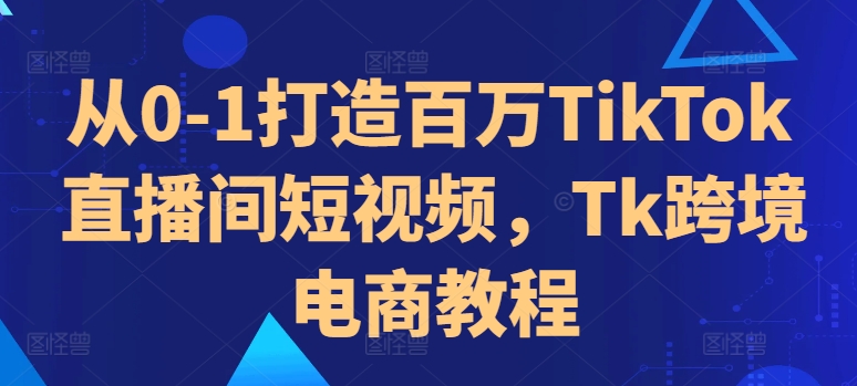 从0-1打造百万TikTok直播间短视频，Tk跨境电商教程-网赚项目众筹网