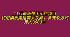 11月K总部落快手小店情趣男粉项目,利用模板搬运美女视频,多变现方式月入3000+-网赚项目众筹网
