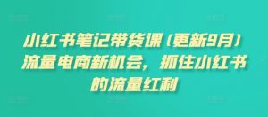小红书笔记带货课(更新11月)流量电商新机会,抓住小红书的流量红利-网赚项目众筹网