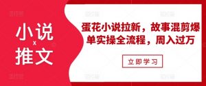 小说推文之蛋花小说拉新,故事混剪爆单实操全流程,周入过万-网赚项目众筹网