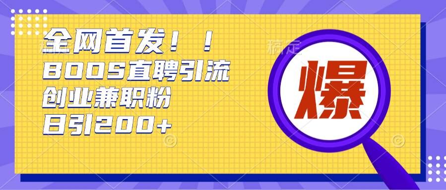 通过Boss直聘，每天轻松钓到200+多条创业大鱼的秘籍【揭秘】-网赚项目众筹网