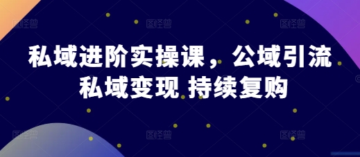 私域进阶实操课，公域引流 私域变现 持续复购-网赚项目众筹网