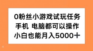 0粉丝小游戏试玩任务,手机电脑都可以操作,小白也能月入5000+【揭秘】-网赚项目众筹网