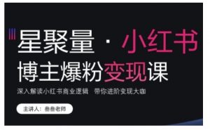 小红书博主爆粉变现课,深入解读小红书商业逻辑,带你进阶变现大咖-网赚项目众筹网