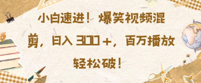 小白速进，爆笑视频混剪，日入3张，百万播放轻松破【揭秘】-网赚项目众筹网