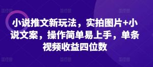 小说推文新玩法,实拍图片+小说文案,操作简单易上手,单条视频收益四位数-网赚项目众筹网