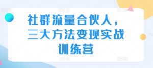社群流量合伙人,三大方法变现实战训练营-网赚项目众筹网