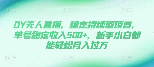 DY无人直播，稳定持续型项目，单号稳定收入500+，新手小白都能轻松月入过万【揭秘】-网赚项目众筹网