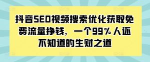 抖音SEO视频搜索优化获取免费流量挣钱,一个99%人还不知道的生财之道-网赚项目众筹网