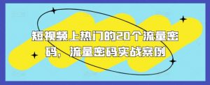 短视频上热门的20个流量密码,流量密码实战案例-网赚项目众筹网