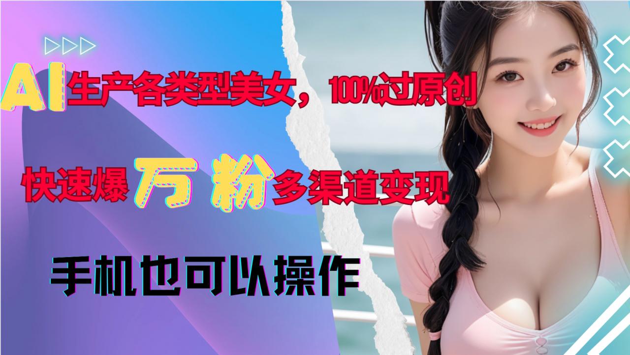 AI生产各类型美女，100%过原创，快速爆万粉，多渠道变现，新手可做-网赚项目众筹网