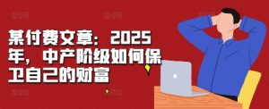 某付费文章:2025年,中产阶级如何保卫自己的财富-网赚项目众筹网
