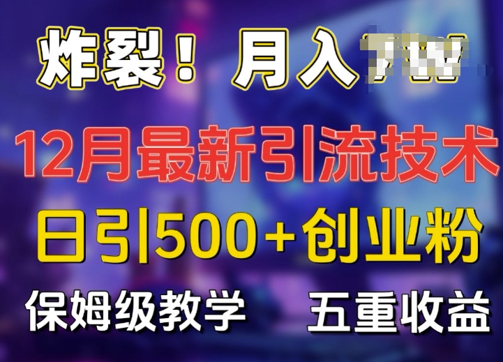 炸裂!揭秘12月最新日引流500+精准创业粉，多重收益保姆级教学-网赚项目众筹网